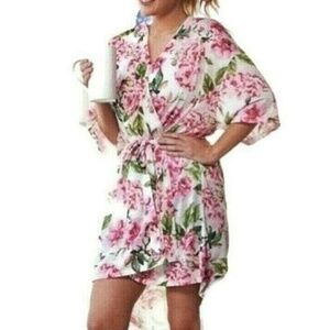 Show Me Your Mumu Brie Robe One Size Garden Of Blooms Sash Belt High Low Pink